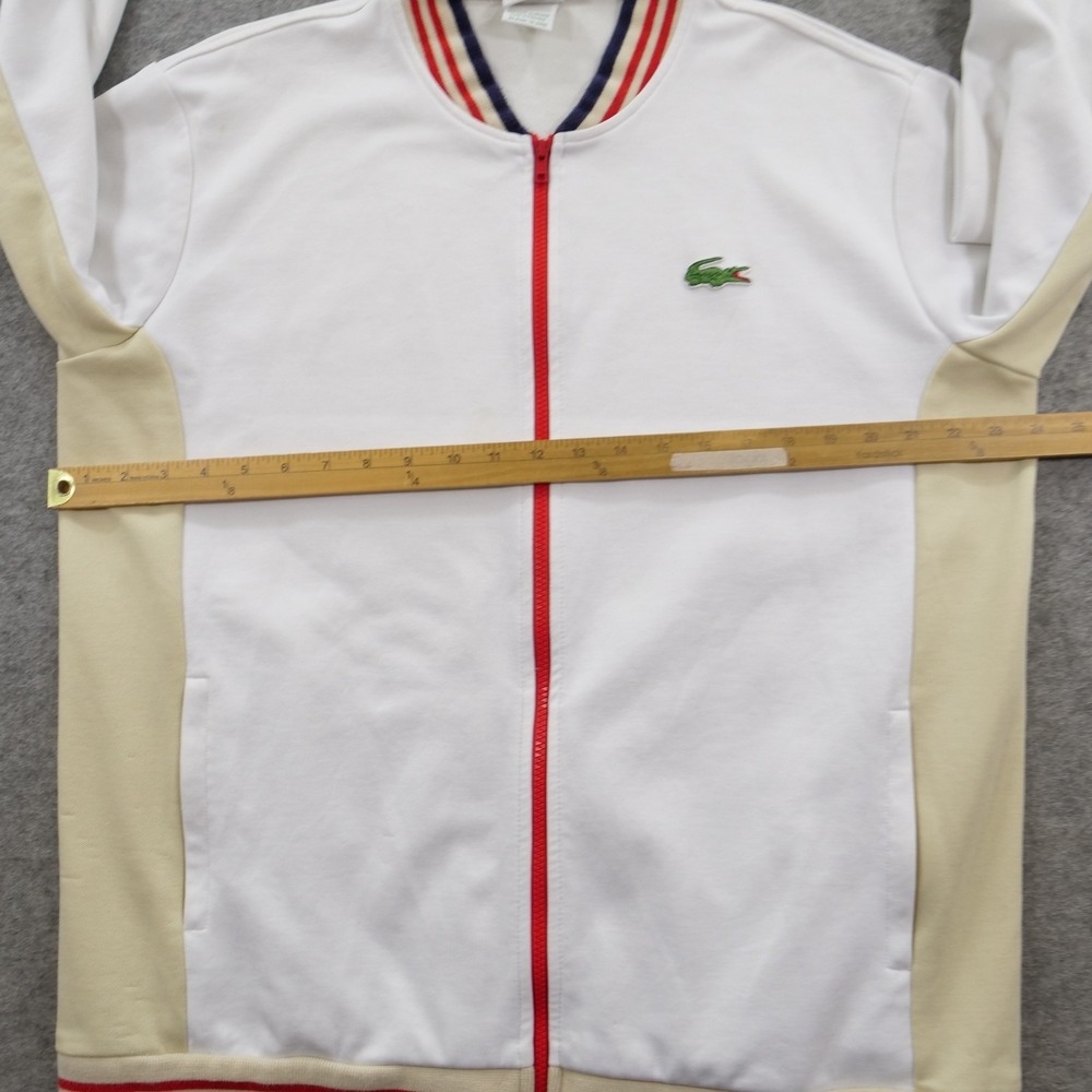 Lacoste Track Jacket Mens Extra Large White Beige Crocodile Logo Full Zip - Picture 6 of 11